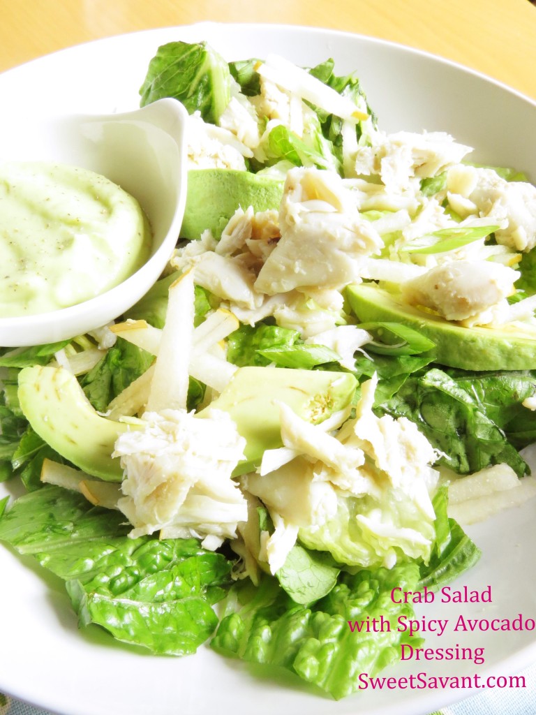 crab salad with spicy avocado dressing