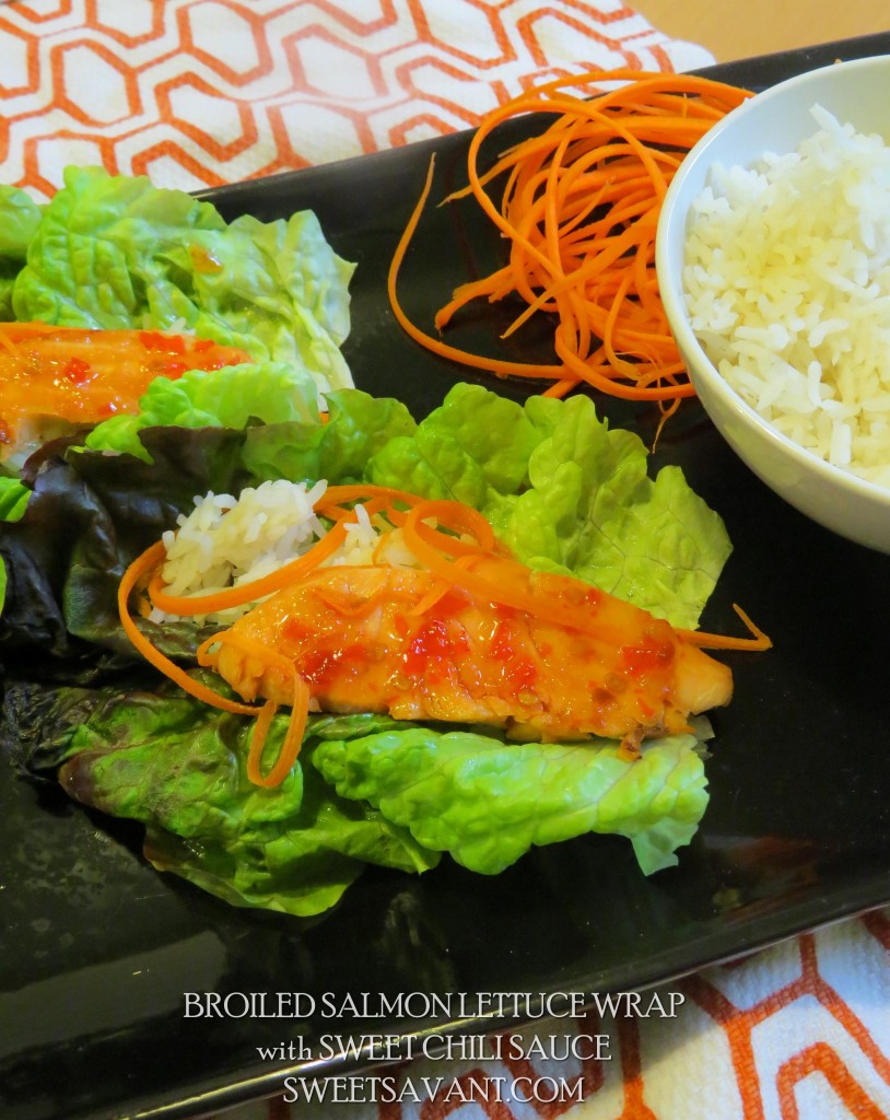 broiled salmon lettuce wrap with sweet chili sauce by SweetSavant.com the best food blog in America Atlanta Food Blogger