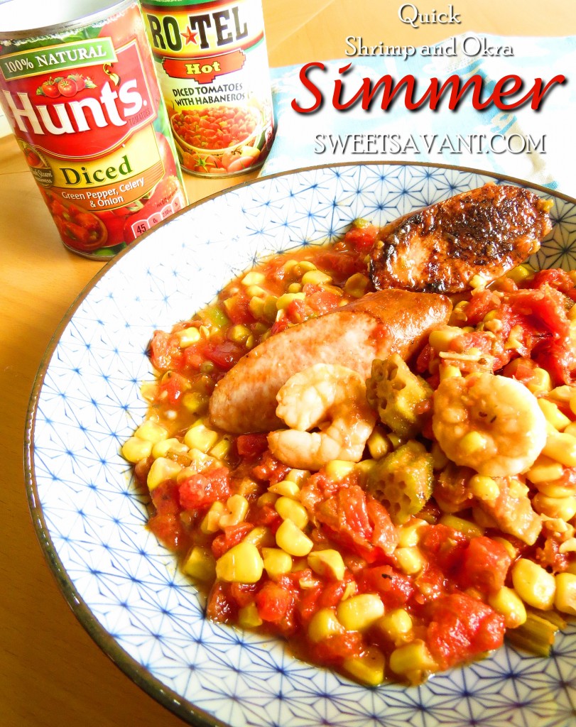 Hunt's tomato shrimp corn and okra simmer recipe sweetsavant.com America's best food blog