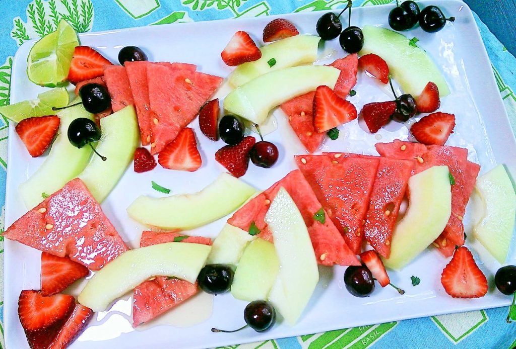 fruit salad with honey, lime and mint  SweetSavant.com America's best food blog 