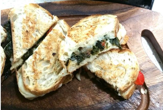 Kale and Roasted Red Pepper Grilled Cheese sweetsavant.com America's best food blog cooking with teens