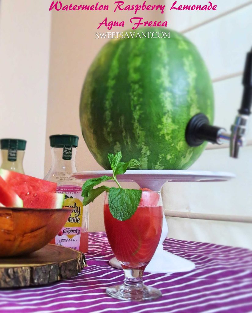Simply Lemonade Watermelon Raspberry Agua Fresca sweetsavant.com