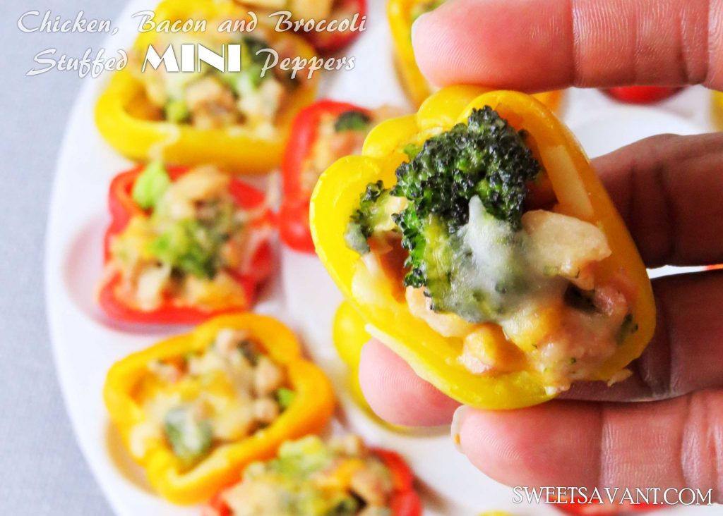 Chicken Bacon and Broccoli Stuffed Peppers sweetsavant.com America's best food blog