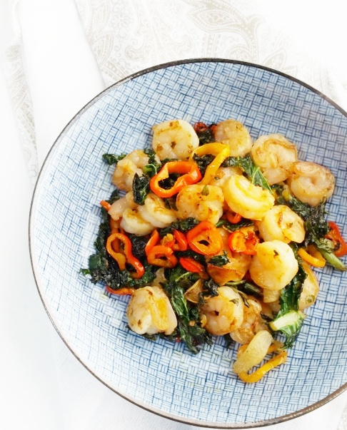 kale and shrimp with ghee saute sweetsavant.com America's best food blog