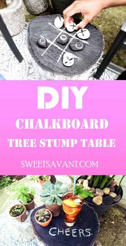 DIY chalkboard tree stump table sweet savant Atlanta food blogger