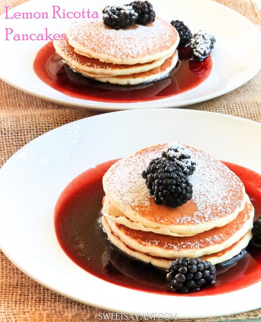 Lemon Ricotta Pancakes with Blackberry Molasses Syrup Sweet Savant America's best food blog Atlanta food blogger