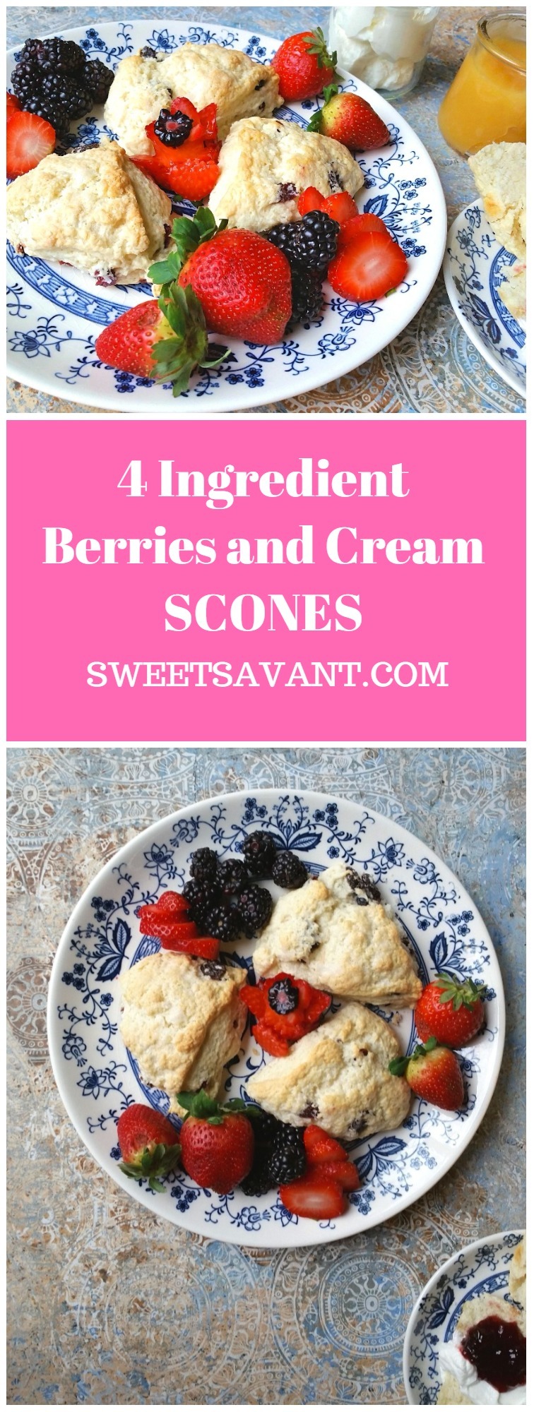 how to make scones 4 ingredient berries and cream scones Sweet Savant America's best food blog