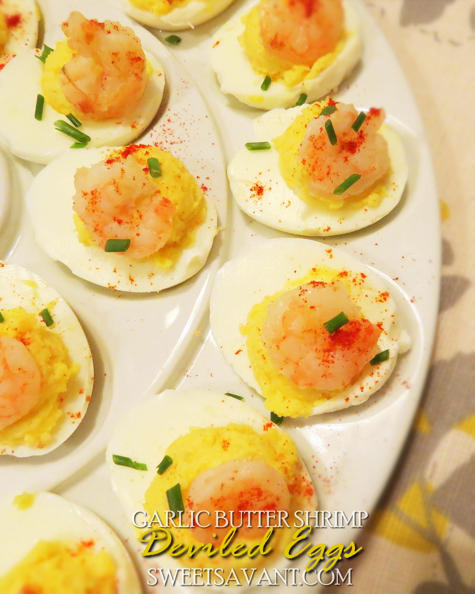 garlic butter shrimp deviled eggs SweetSavant.com America's best food blog