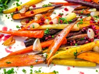 Roasted Rainbow Carrots and pomegranate sweetsavant.com America's best food blog