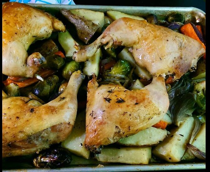 sheet pan chicken, tray bake, chicken and vegetables sweetsavant.com America's best food blog