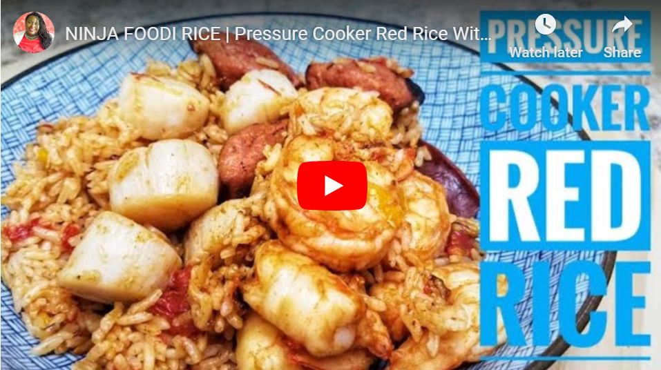 Ninja Foodi recipes red rice with shrimp and scallops Sweet Savant America's best food blog